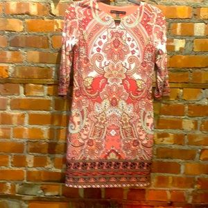 Paisley Printed Shift Dress -  XXS